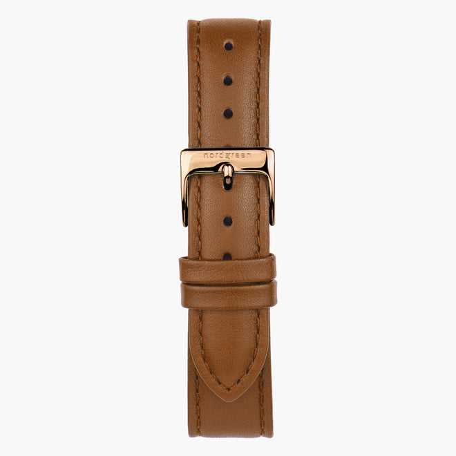 復古棕純素皮革錶帶 - 玫瑰金 - 40mm/42mm