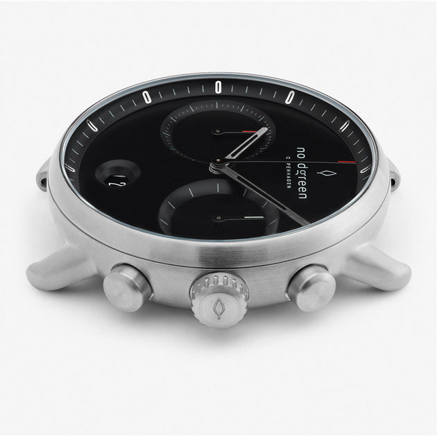 Pioneer - 組合裝 黑錶盤 - 月光銀錶殼 | 月光銀三珠精鋼&極夜黑&復古棕錶帶