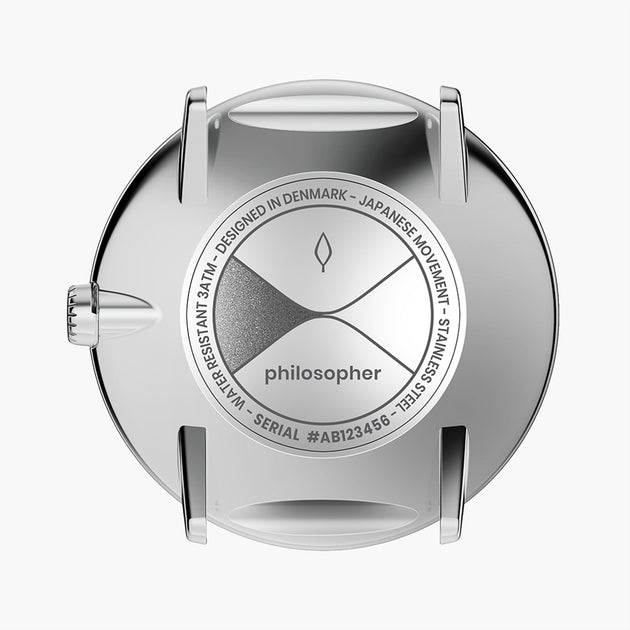 Philosopher - 組合裝 白錶盤 - 月光銀錶殼 | 月光銀三珠精鋼&復古棕錶帶