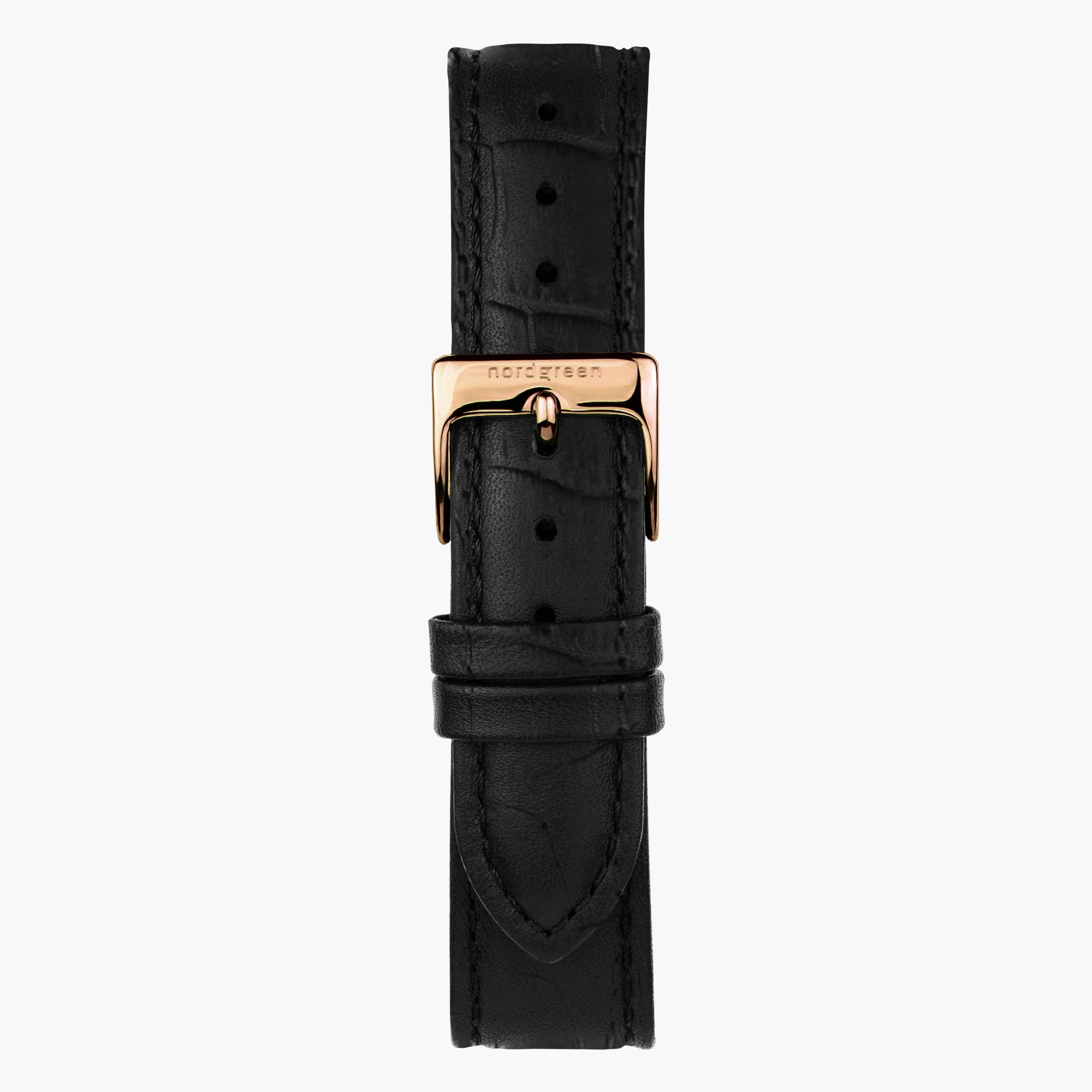 ST20PORGLEBC &Croc læder urremme - sort med rose guld spænde - 20mm