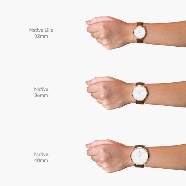 Native - 組合裝 白錶盤 - 玫瑰金錶殼 | 復古棕&極夜黑&玫瑰金錶帶