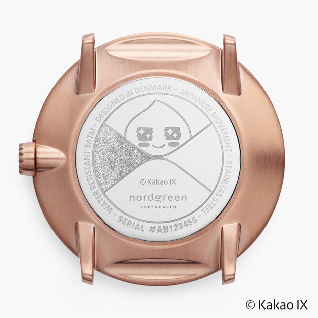 Philosopher Kakao Friends Apeach - 組合裝 黑錶盤 - 玫瑰金錶殼 | 玫瑰金&綠尼龍錶帶