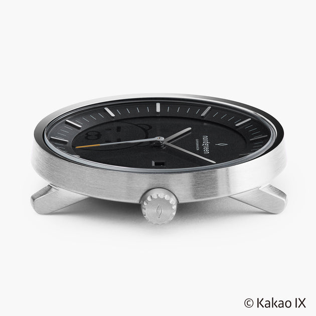 Philosopher Kakao Friends Ryan - 組合裝 黑錶盤 - 月光銀錶殼 | 月光銀&皓白錶帶