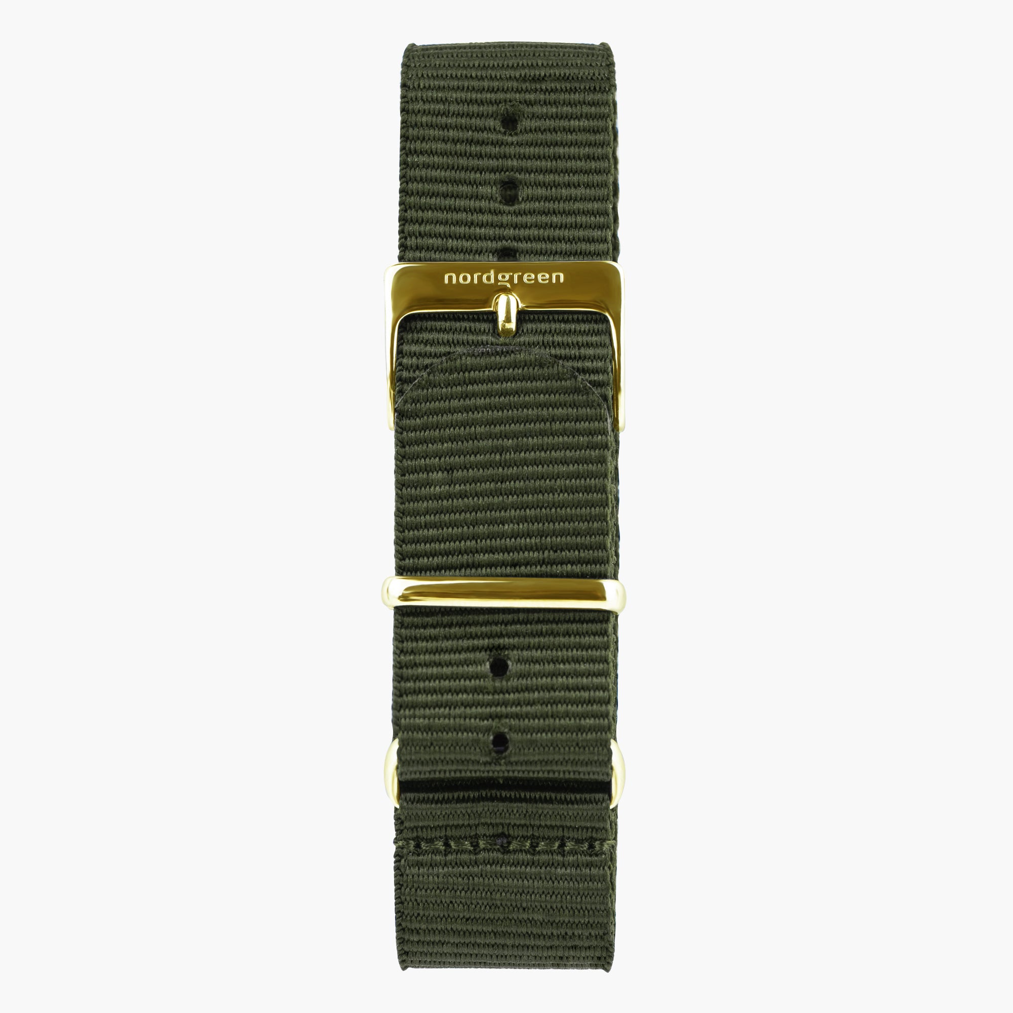 ST20POGONYAG  &amp;Nylon urremme - olivengrøn med guld spænde - 20mm