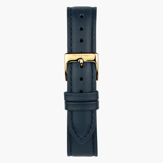北歐藍純素皮革錶帶 - 香檳金 - 36mm