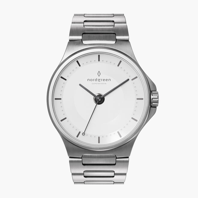 Guardian | 白錶盤機械錶 - 月光銀蝴蝶釦精鋼錶帶