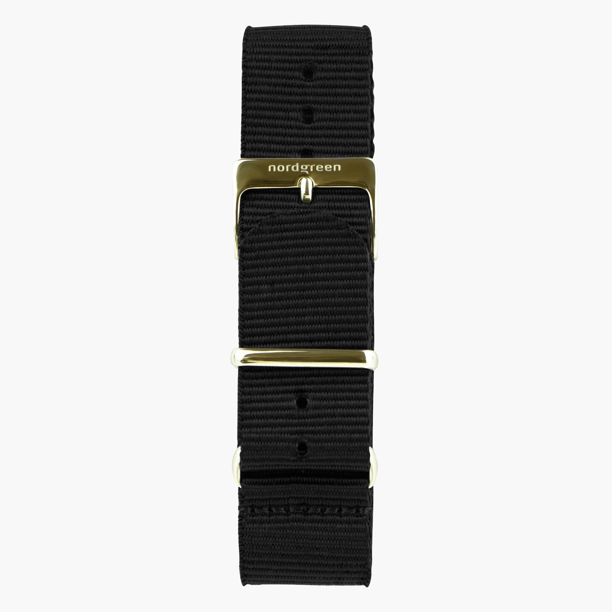 ST16POGONYBL &Nylon urremme - sort med guld spænde - 16mm