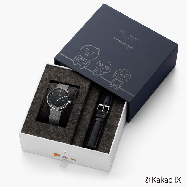 Philosopher Kakao Friends Ryan - 組合裝 黑錶盤 - 月光銀錶殼 | 月光銀&極夜黑錶帶