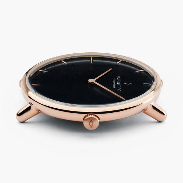 Native - 組合裝 黑錶盤 - 玫瑰金錶殼 | 復古棕&極夜黑&玫瑰金錶帶