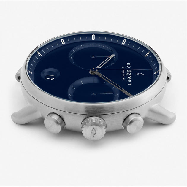 Pioneer - 組合裝 藍錶盤 - 月光銀錶殼 | 月光銀三珠精鋼&極夜黑&復古棕錶帶