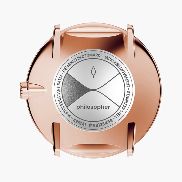 Philosopher - 組合裝 白錶盤 - 玫瑰金錶殼 | 玫瑰金三珠精鋼&極夜黑&復古棕錶帶