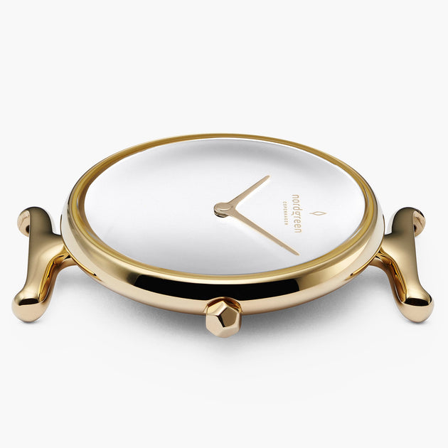 Unika - 組合裝 白錶盤 - 香檳金錶殼 | 香檳金五珠精鋼&復古棕&極夜黑錶帶